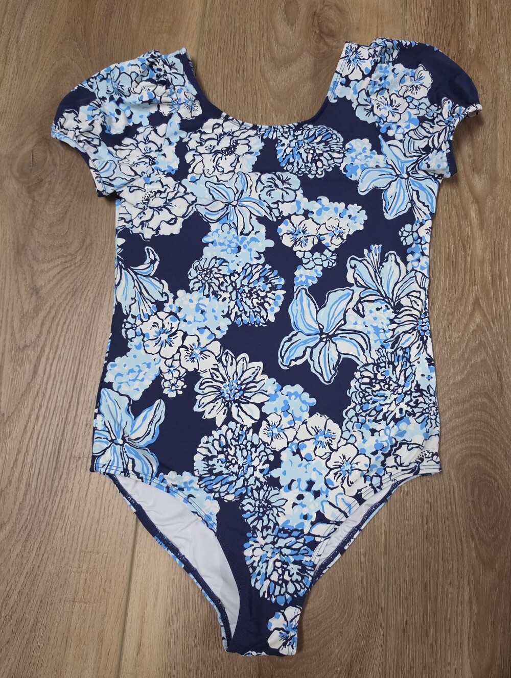 Lilly Pulitzer Navy Floral Short-Sleeve One-Piece Swimsuit